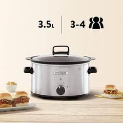 Slow cooker Crockpot,| 3.5 litri (3-4 persoane), recipient pentru rumenirea cărnii și a legumelor, oțel inoxidabil Slow Cooker Naty Shop