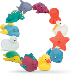 Battat 12-piese jucărie de baie jucărie pentru copii animale de apă pentru cadă - Bath Buddies pentru copii de la 10 luni - rață de jucărie pentru cadă și multe altele Jucarii Bebe Naty Shop Titlu implicit
