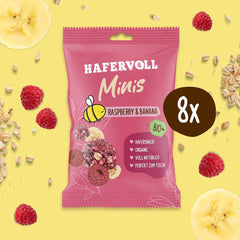HAFERVOLL Minis Raps und Banane 8x 65g - Bio-zertifiziert, mit Honig, ohne Zuckerzusatz, ideal zum Teilen