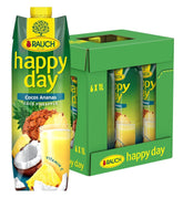 Rauch Happy Day Kokos-Ananas | Eine Reise in die Karibik | Ananasfruchtsaft und Kokoswasser | 6 x 1 Liter, Tetra Prisma Alkoholfreie Getränke Naty Shop