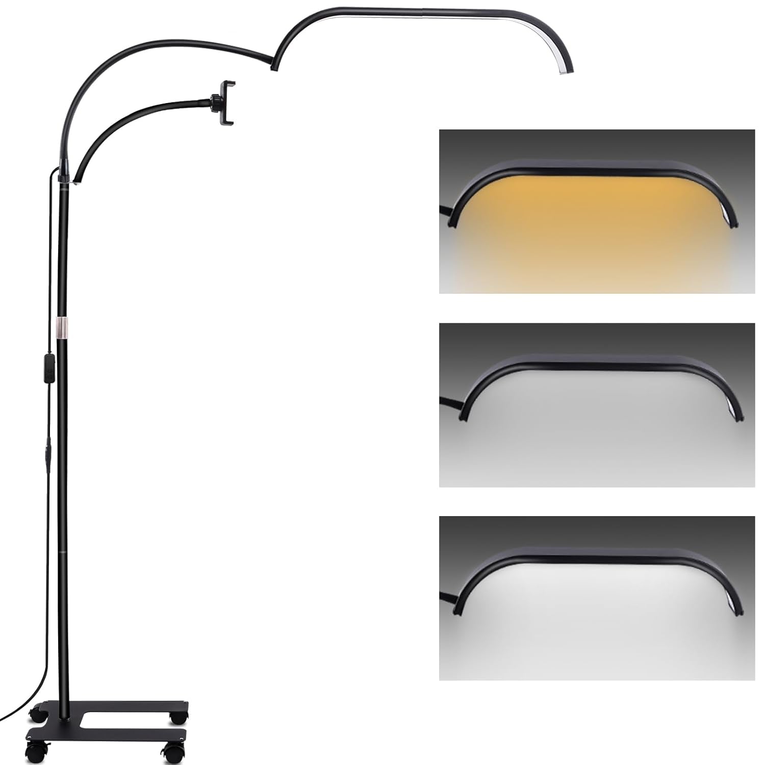 Kalolary Lampadaire, Lash Lumière Pour Extensions De Cils Regglable À 360°, 3000K-6000K Lamp Demi-Lune, Lamp De Beauté (Lampa cu jumătate de lună)