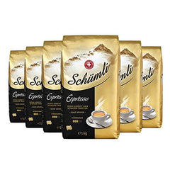 Boabe de cafea Schümli Espresso 1kg, pachet de 6 (6 x 1000g)