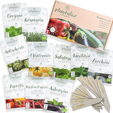 Plantaluz Premium Bio-Samen-Set P04 – Mediterranes Gemüse- und Kräuter-Samen-Set mit 10 Sorten für Garten, Balkon und Hochbeet – inklusive FSC-Pflanzstäbchen – frei bestäubte und gentechnikfreie Bio-Samen