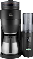 Melitta AromaFresh Therm Pro X – Espressor cu filtru, râșniță integrată, rezervor de apă detașabil, carafă termică din oțel inoxidabil și funcție de temporizator, pentru până la 8 cești de cafea, negru/argintiu