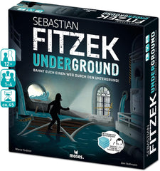 Moses. Sebastian Fitzek Underground, ein innovatives 3D-Thrillerspiel für Fans von Escape Games, ein kooperatives Brettspiel von Marco Teubner mit verschiedenen Schwierigkeitsgraden, ab 12 Jahren.