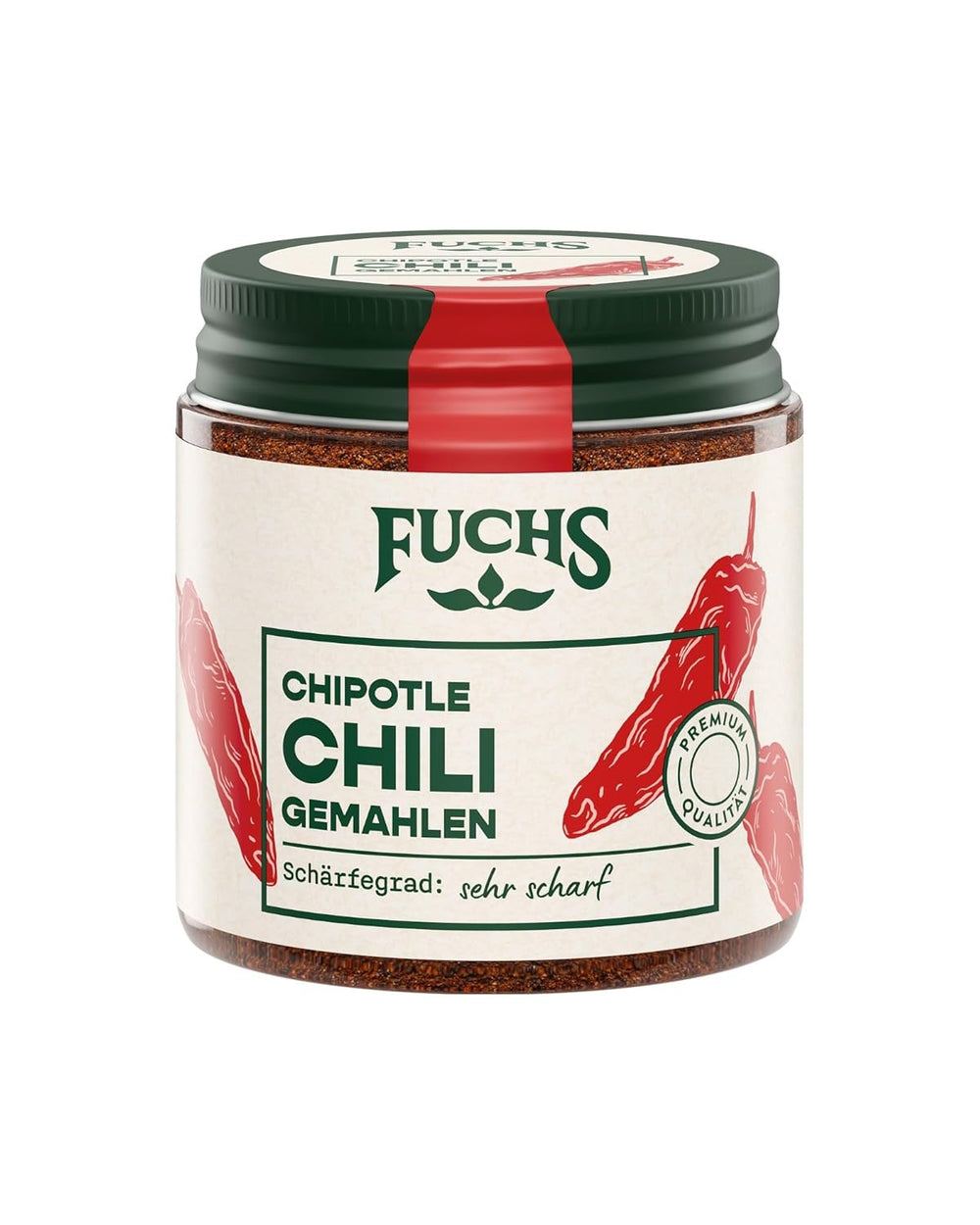 Fuchs Gewürze - Chipotle Chili gemahlen | Rauchiges Chilipulver | Chilipulver in Premiumqualität 50 g im wiederverschließbaren Gewürzglas