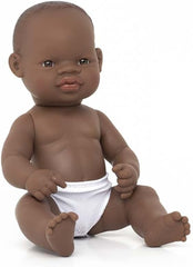 Păpușă Miniland Baby, băiat african, 32 cm, anatomic corect