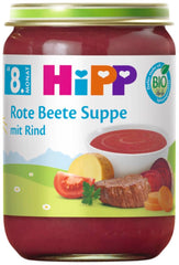Rote-Bete-Suppe mit Rindfleisch HiPP Bio (6 x 190g), ab 8 Monaten, ohne Salzzusatz, glutenfrei, mit Omega 3, beste Bio-Qualität