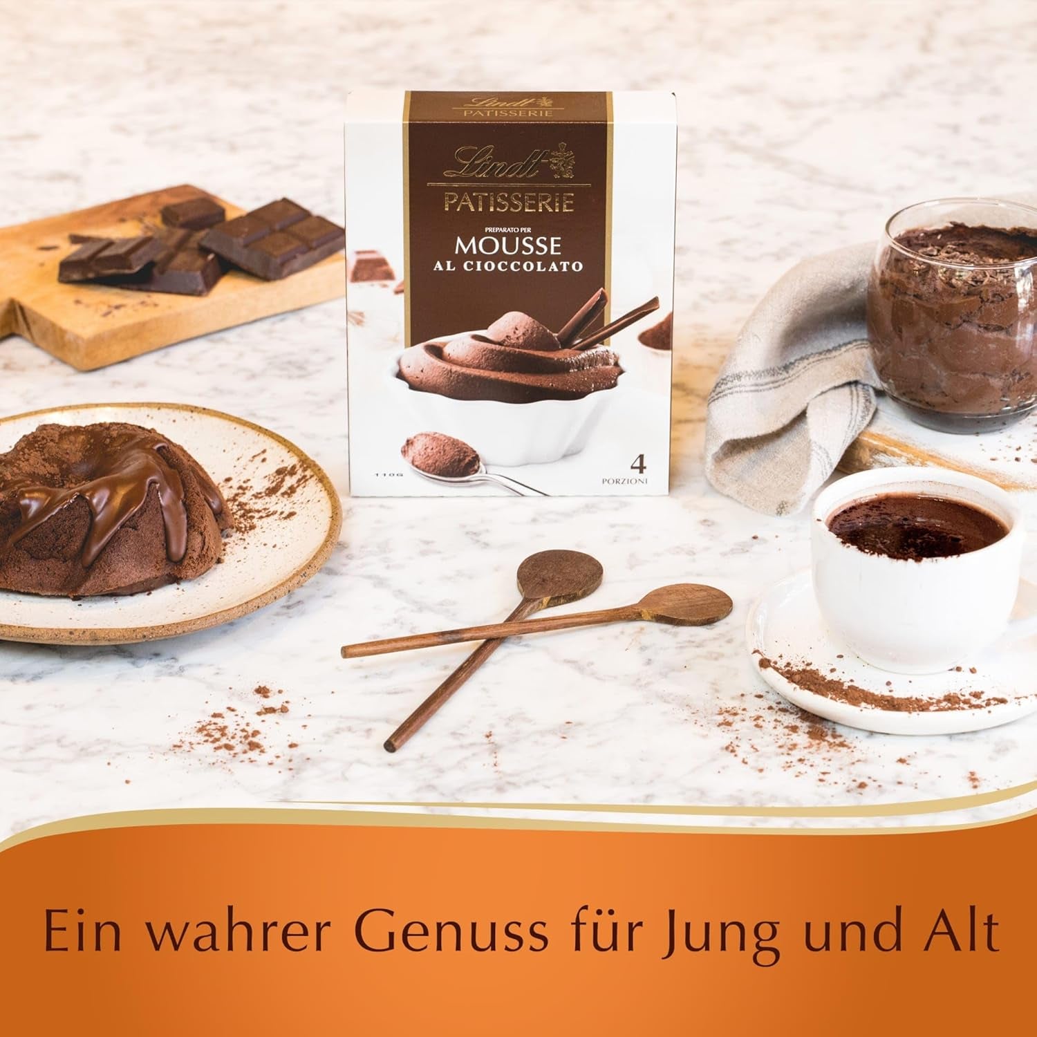 Lindt Schokolade - PATISSERIE Mousse Au Chocolat | 6 X 110 G | Backmischung Für 4 Portionen Fluffige Mousse Al Cioccolato Aus Feinster Schokolade | Patisserie | Backmischung | Schokoladengeschenk Amestec pentru copt si gatit Naty Shop
