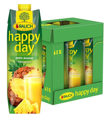 Rauch Happy Day Ananas | Explosion tropischer Aromen | Hergestellt aus 100 % konzentriertem Ananassaft | 6 x 1 Liter, Tetra Prisma Alkoholfreie Getränke Naty Shop