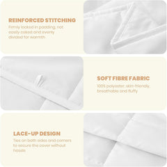 Good Nite Doppelbettdecke, 4,5 Tog, Sommerbettdecke, Doppelbettdecke, weiß, Steppdecke, Polyester, weich und leicht und maschinenwaschbar mit Eckbändern (Doppelbett 200 x 200 cm). Decken und Steppdecken Naty Shop