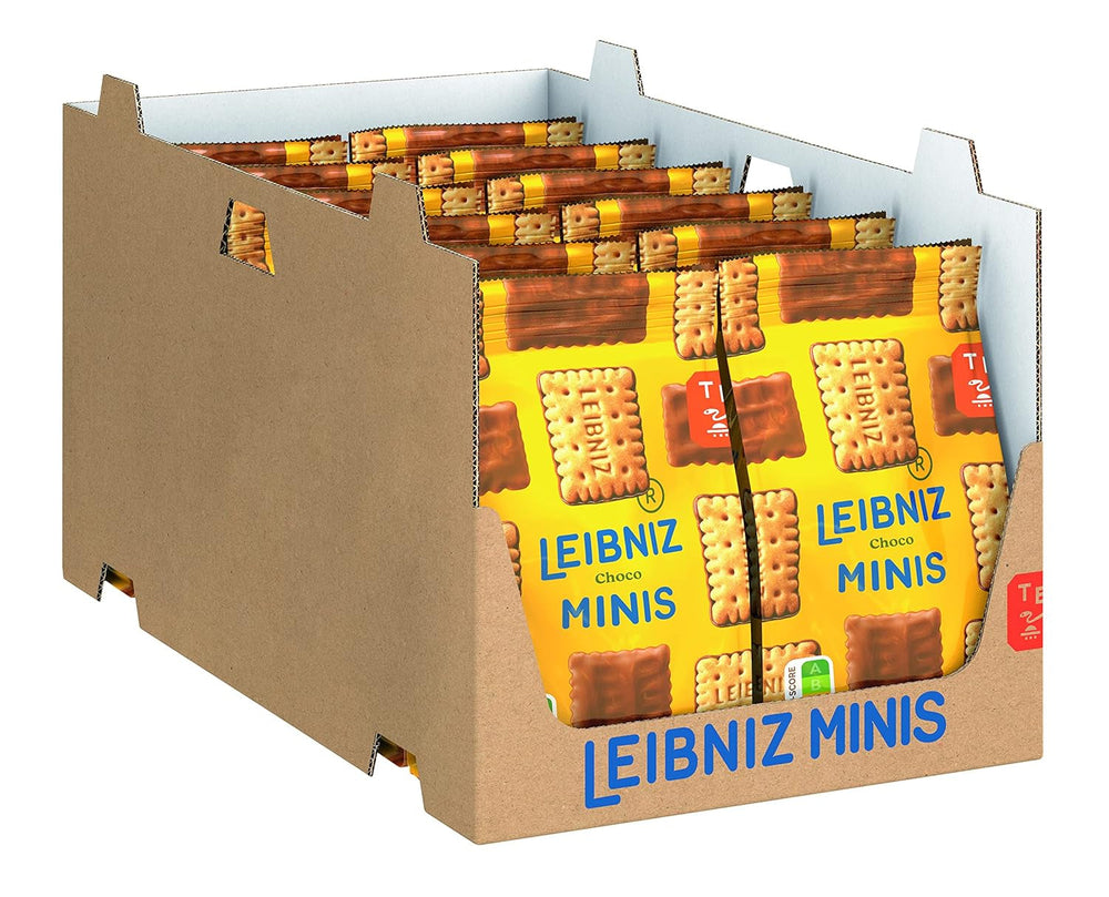 LEIBNIZ Minis Choco, pachet de 12, fursecuri crocante cu ciocolată cu lapte în format mic, pachet vrac pentru stocare sau vânzare (12 x 125 g)