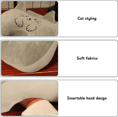 Pernă de somn pentru birou, bumbac de memorie, pernă drăguță cu gaură pentru ureche, pernă de somn moale, pernă pentru urechi pentru dormit lateral pentru femei, fete, copii (pisoi gri) Perne ortopedice cervicale Naty Shop