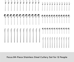 Karaca Focus Elegance, 84-teiliges Besteckset, 12 Personen Kitchen Naty Shop