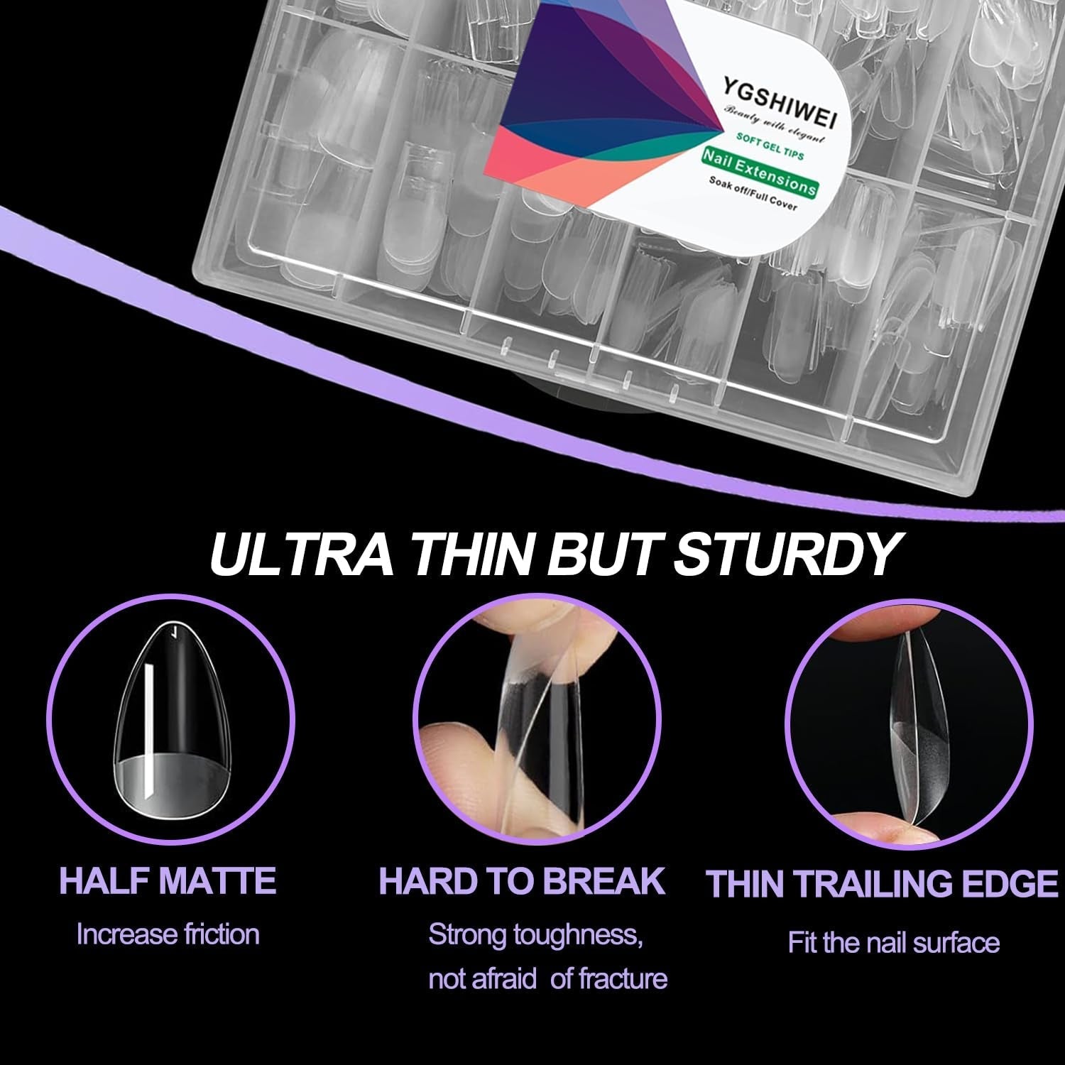 Unghii false cu acoperire completă, pachet de 504, 12 mărimi, unghii false cu lipici de unghii, unghii artificiale acrilice cu cutie de depozitare pentru saloane de unghii și artă unghii DIY acasă (pătrat)