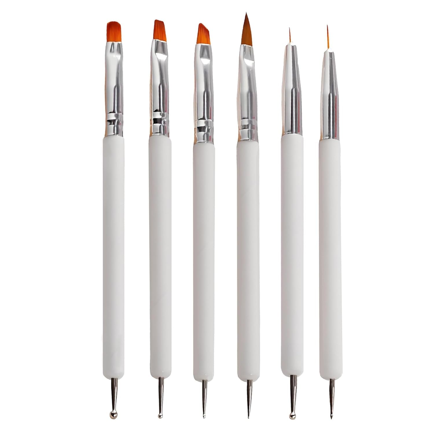 6 Stück Doppel-Ende Nagel Pinsel, Nageldesign Pinsel, Doppel-Ende Nail Art Pinsel Kit Professionelle Maniküre Werkzeuge Kit(Schwarz)