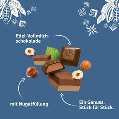 Schogetten Nougat Schokoriegel 100g, einzeln portioniert. Eine Freude. Stück für Stück.
