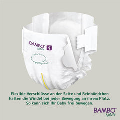 Bambo Nature Windeln für Babys, Größe 4 (7-14 kg), 144 Stück, Monatsbox | Premium-Windeln mit verbessertem Auslaufschutz | Ultimativer Komfort und Freiheit für aktive Kinder | Dermatologisch getestete Windeln