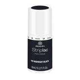 UV-Nagellack alessandro Striplac Midnight Black – Zart und langanhaltend – Einfache Entfernung dank Peel-Off-Entfernungstechnologie – Vegan und tierversuchsfrei – 8 ml