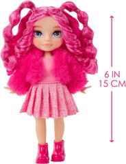 Rainbow High Littles - Magenta Monroe - Kleine, Bewegliche Modepuppe - Rosa 14 cm Große Puppe mit Handtasche und Magischem Kätzchen - für Kinder und Sammler