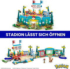 MEGA Pokémon-Actionfiguren-Bauspielzeug, 1101 Teile Trainingsarena, Kampfspiel und 5 bewegliche Figuren für Kinder, HWR82 Actionfiguren Naty Shop