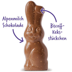 Milka Smiling Bunny Biscoff – zarter Osterhase mit Schokolade und Lotus Biscoff Keksstückchen – 95g