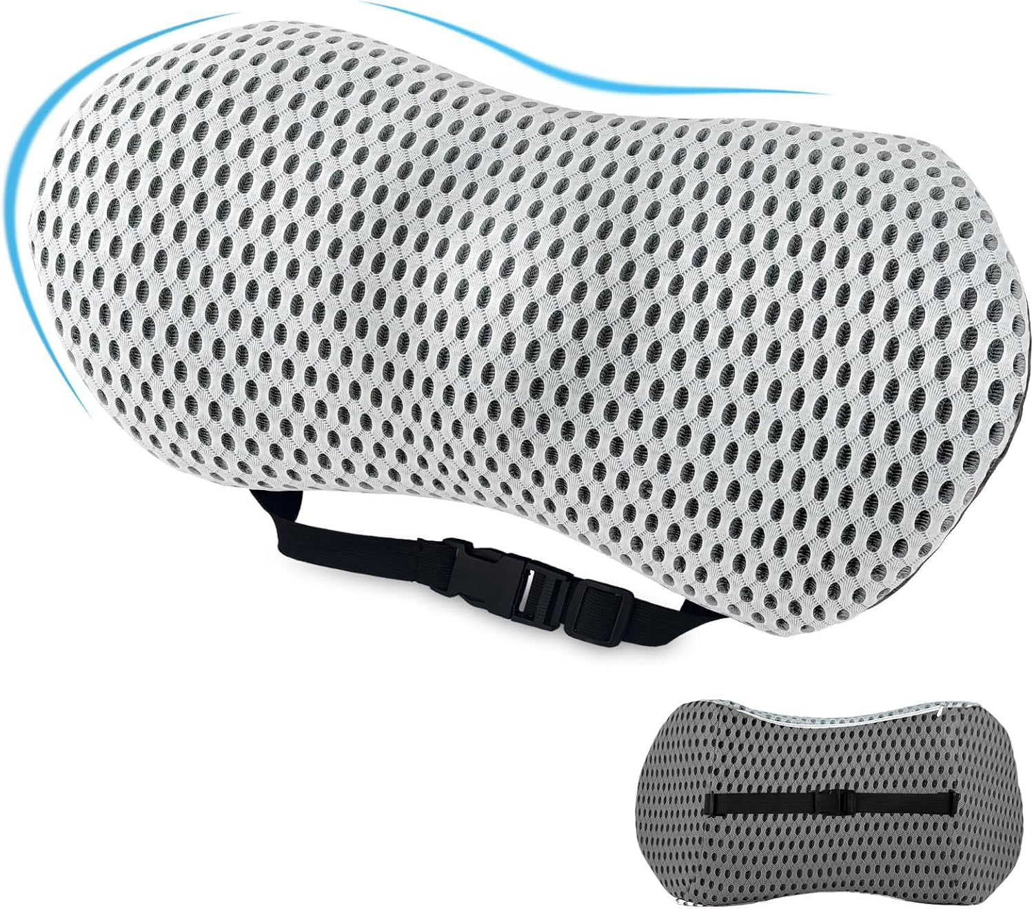 Aipwerer pernă lombară pentru spate, pernă de susținere lombară pentru scaun de birou și scaun auto, pernă de susținere pentru spate din spumă de memorie cu curea reglabilă, pernă lombară ergonomică pentru scaune auto, scaun de birou Perne lombare Naty Shop Gri închis/gri deschis