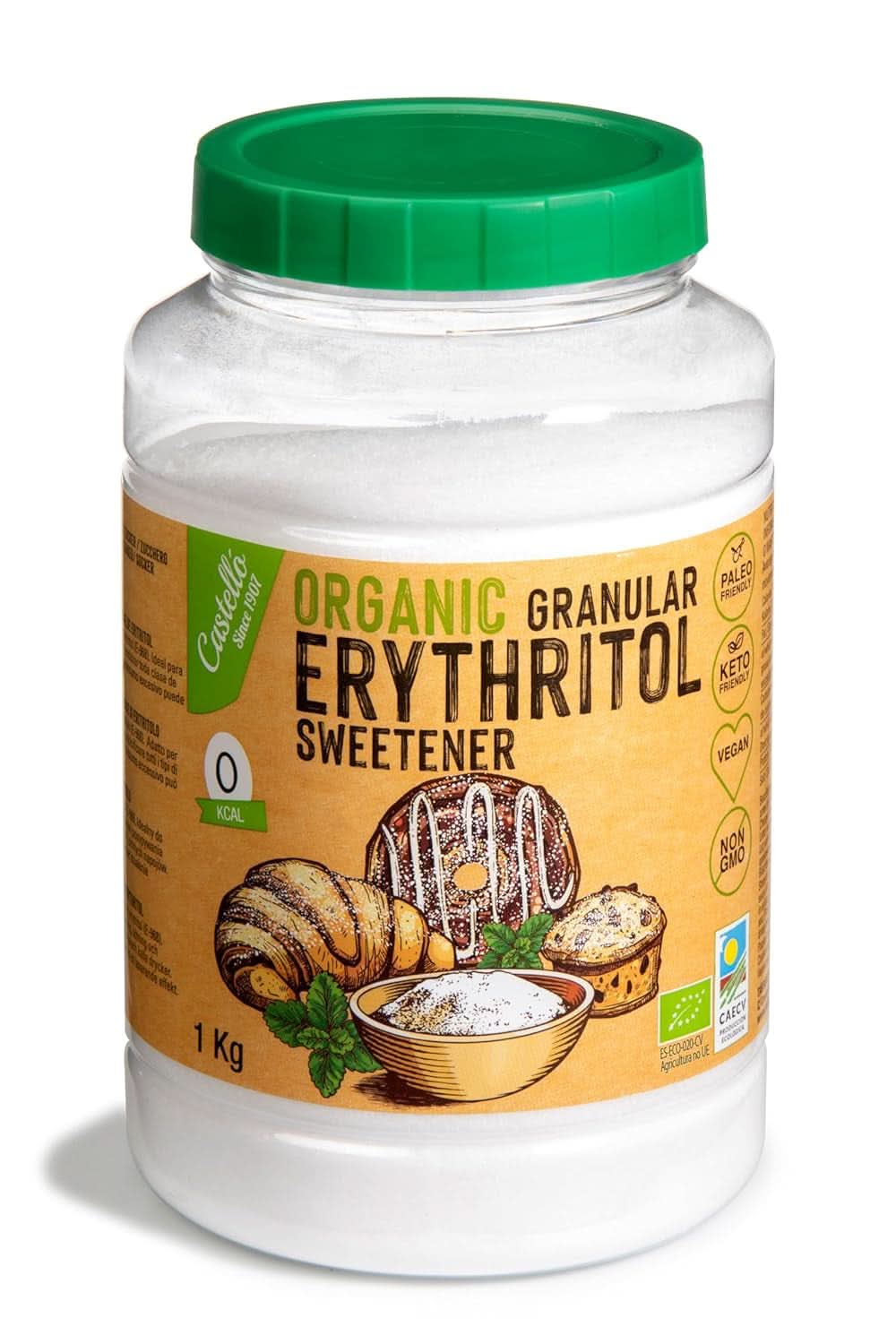 Natürliches Bio-Erythrit, 10G = 7G Zucker, 1 kg Süßstoffe Naty Shop