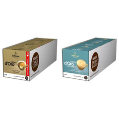 Dallmayr Crema d´Oro, XXL-Vorratsbox (3 x 30 Kapseln) & Dallmayr Crema d'Oro Caffè Latte (48 Kaffeekapseln, 48 Getränke, cremig & ausgewogen) 3er Pack (3 x 16 Kapseln)