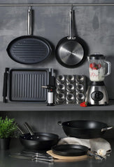 Masterpro Foodies – Backbleche für 6 Muffins – Gleichmäßige Wärmeverteilung – Aus Kohlenstoffstahl – Anti-Seize-Boden – Herausnehmbare und leicht zu waschende Backbleche und Formen Naty Shop