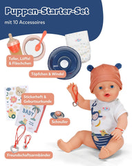 Păpușă Baby Born Emma în stil junglă - 43 cm - 10 funcții, inclusiv accesorii și salopă în culori unisex - Funcționează fără baterii - Potrivită pentru copii cu vârsta de 3 ani și peste
