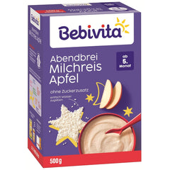 Milchreis mit Äpfeln und Abendbrei (4x500g), Milchbrei ab 5 Monaten, mit wertvollen Mineralien und Vitaminen, ohne Zuckerzusatz, sehr sättigend
