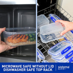 Borcan pentru depozitarea alimentelor Sistema KLIP IT | 9,67 l | borcan de depozitare stivuibil și etanș cu capac, potrivit pentru frigider/congelator | plastic fără BPA | clipsuri albastre | 1 bucată (pachet de 4) Cutii depozitare alimente Naty Shop