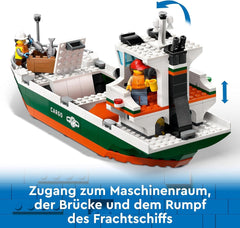 LEGO City Hafen mit Frachtschiff, Bauspielzeug für Jungen und Mädchen ab 8 Jahren, Geschenkidee für Kinder, Containerkran, Spielzeugschiff und 8 Minifiguren 60422 Bausets Besuchen Sie den LEGO-Store