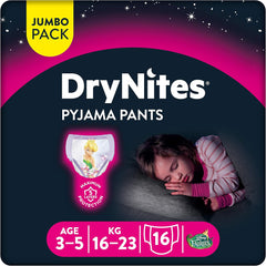 Huggies DryNites Nachtwäsche für Mädchen, 3–5 Jahre (16–23 kg), 2 x 16 Stück