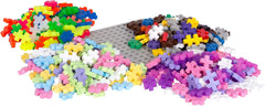 Plus-Plus 7265 Geniales Konstruktionsspielzeug, Farben-Mix, Bundle aus 4 verschiedenen Kreativ-Bausteinen Tubes inkl. Bauplatte, 400 Teile, Mischfarben