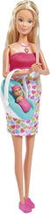 Simba 105733480 - Steffi Love Babyrucksack, schwangere Puppe mit Baby und tollen Geräuschen, Babyzubehör und Babytrage, rosa Naty Shop Einzelpuppen