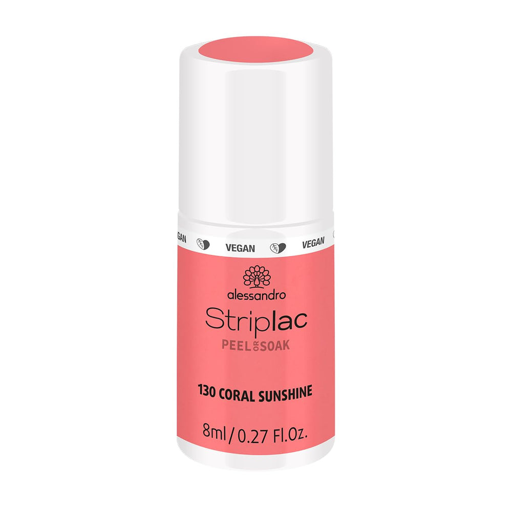 UV-Nagellack alessandro Striplac Coral Sunshine – Zart und langanhaltend – Einfache Entfernung dank der Entfernungstechnologie – Vegan und tierversuchsfrei – 8 ml