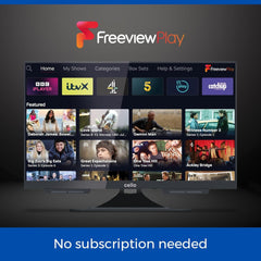 Cello C1924WS Televizor inteligent fără ramă, 12 volți, 19 inch, ultrarapid, WebOS, Freeview Play, FreeSat, difuzoare Pitch Perfect, Bluetooth, Netflix, televizor mic pentru autorulote și camioane