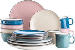 MÄSER Maila, Buntes Vintage-Geschirr-Set Aus Keramik Für 4 Personen, Modernes Geschirrset Im Retro-Look, Steinzeug, Petrol/Altrosa/Beige/Dunkelblau Seturi vesela masa Naty Shop Default Title