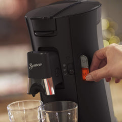 Espressor cu capsule PHILIPS Senseo Select cu selectare a intensității cafelei și funcție de memorare, fabricat din plastic reciclat, culoare: negru (CSA240/60)