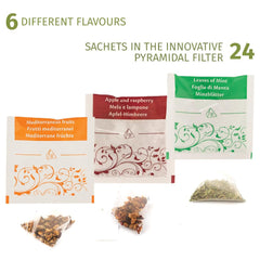 - Cutie cadou | Cutie cu selecÈie de ceaiuri din plante | 24 pliculeÈe - Filtru piramidal | 6 arome | Idei de cadouri pentru ea Èi pentru el