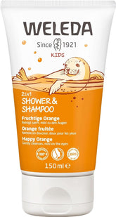WELEDA Bio Kids 2-in-1 Shampoo und Duschgel, orange, geeignet für Kinder ab drei Jahren (1 x 150 ml) Mutter und Kind Naty Shop