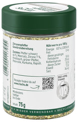 Fuchs Gewürze - Citronenpfeffer Gewürz - Gewürzzubereitung für Lachs, Zander und Kabeljau - natürliche Zutaten - 75 g in wiederverwendbarer, recyclebarer Dose