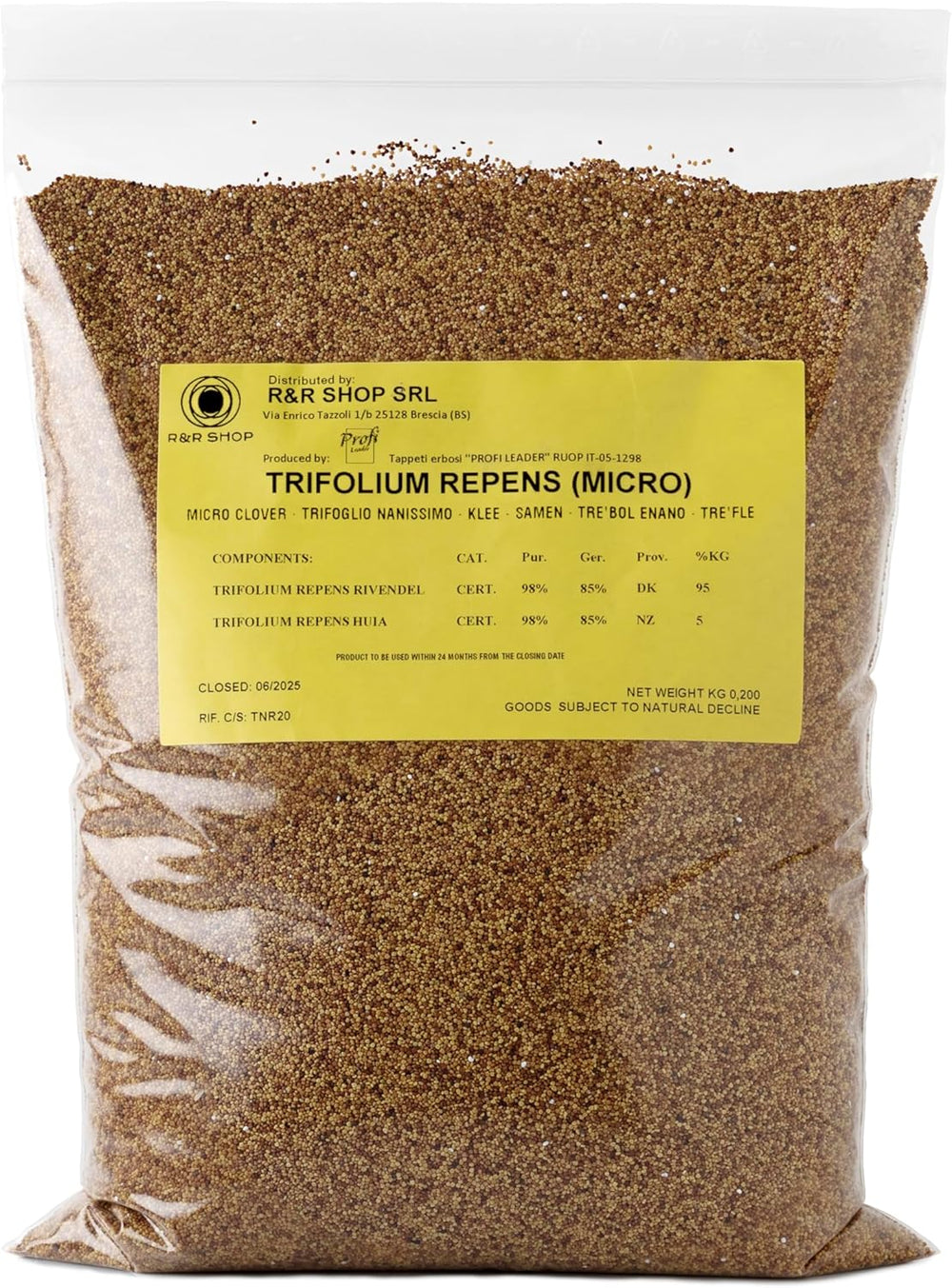 R&R SHOP - Rasensamen, Mikro-Klee Trifolium Repens, Kein Mähen Erforderlich, Begehbar Und Bodendecker (200G â 50M²)
