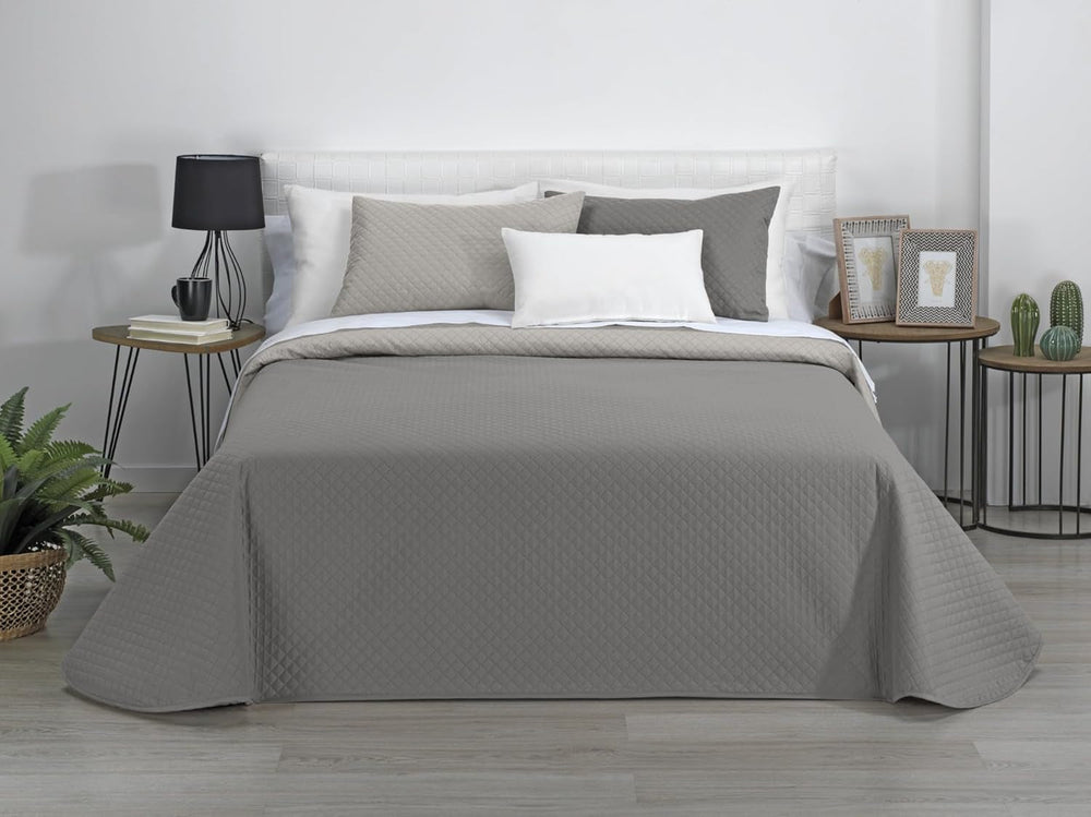 Estoralis | AVA | Cuvertură Boutique Reversibilă | Pentru toate anotimpurile | Culoare - Bej/Taupe | Pentru pat 80/90 cm. pat. (180 X 270 Cm. Ancho X Alto) | Cuvertură cu matlasare Plapumi si pilote Naty Shop Titlu implicit