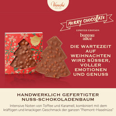 Venchi, Brutto&Buono, handgemachte Milchschokoladentafel in Tannenbaumform „Piedmont Forest Haselnuss“, 200 g, glutenfrei, limitierte Weihnachtskollektion, Geschenkidee