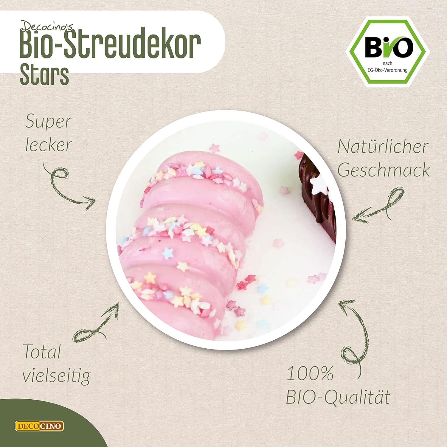 DECOCINO Organic Sprinkle Stars, 50 grame Sprinkles Naty Shop