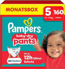 Pampers Baby-Dry Pants Größe 5, 160 Stück, 11kg-17kg, 360° auslaufsichere Passform für Tag und Nacht