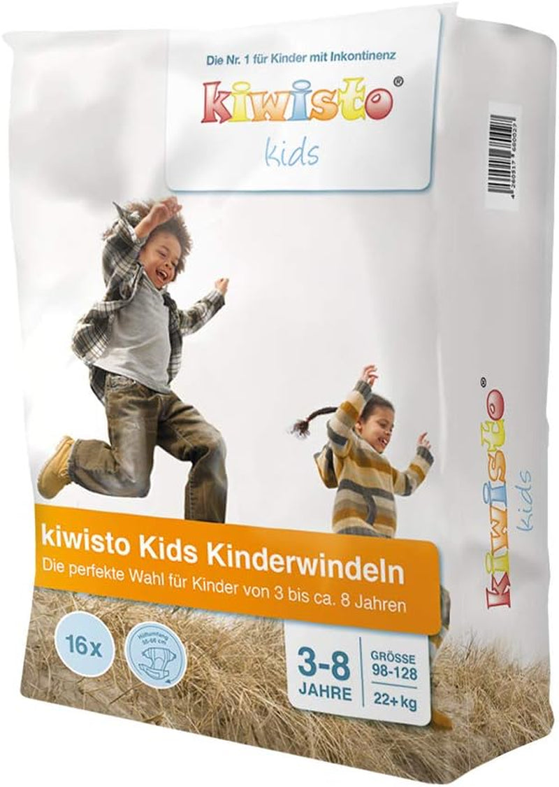Windeln für Kinder im Alter von 3 bis 8 Jahren – 22+ kg – Hüftumfang 55–66 cm – 16 Windeln